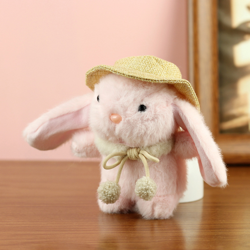 Adorable Peluche de Conejito, Colgante para Sombrero, Llavero, Adorno para Bolsa, Muñeco de Conejo Blanco, Regalo image 9