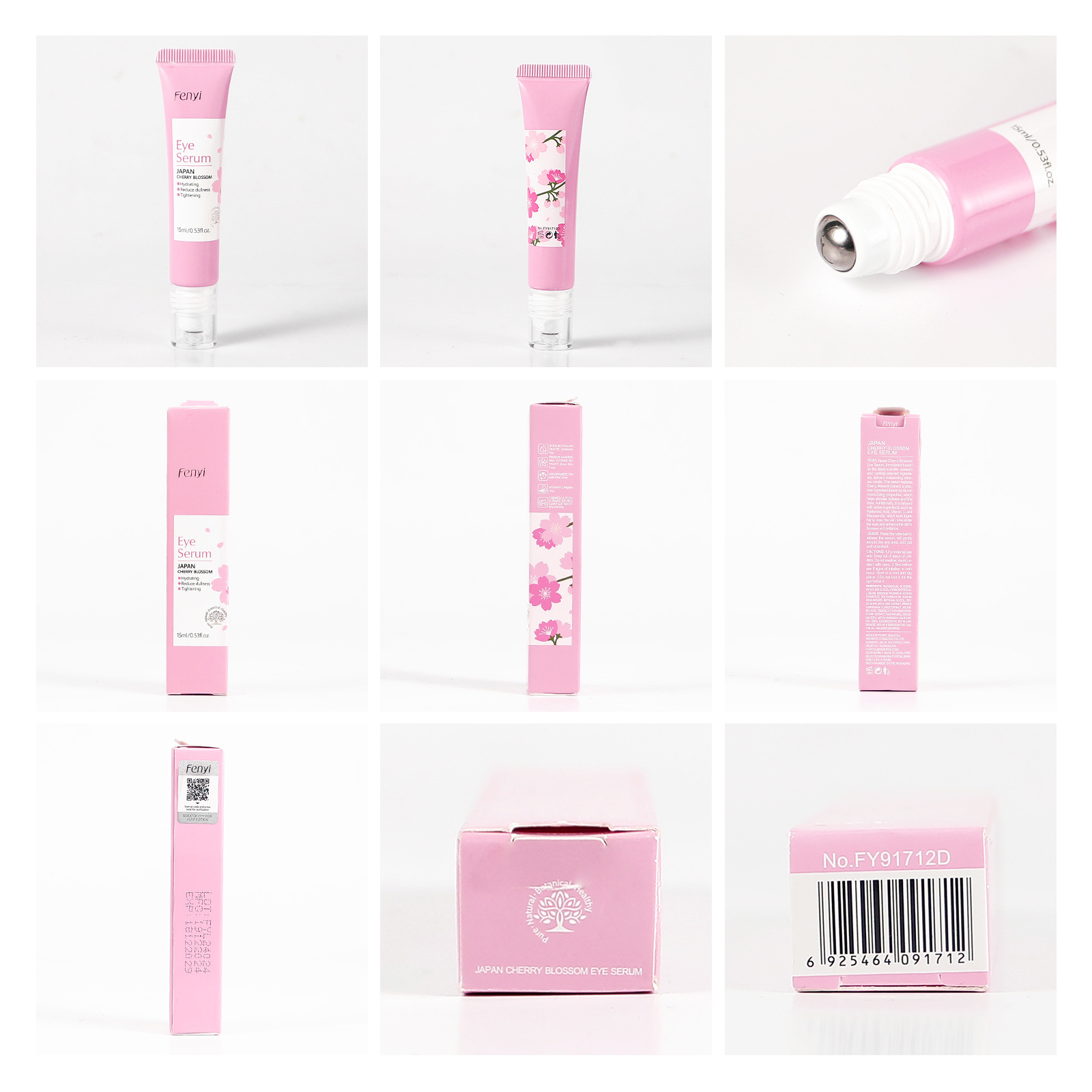 Cross-border Fenyi Cherry Blossom Eye Serum 15ml Hydrates, moisturizes and cares for the skin around the eyes. Manufacturer's supply Specification drawing