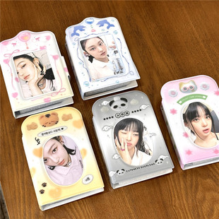 Ins Cute Animal Panda Cat One Palace Card Album Snap Buckle 3-inch Photoclone Photo Album Love Bean Small Card Storage Album