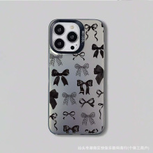 ins黑蝴蝶结适用iPhone保护套苹果11/12/13/14/15/16Promax手机壳