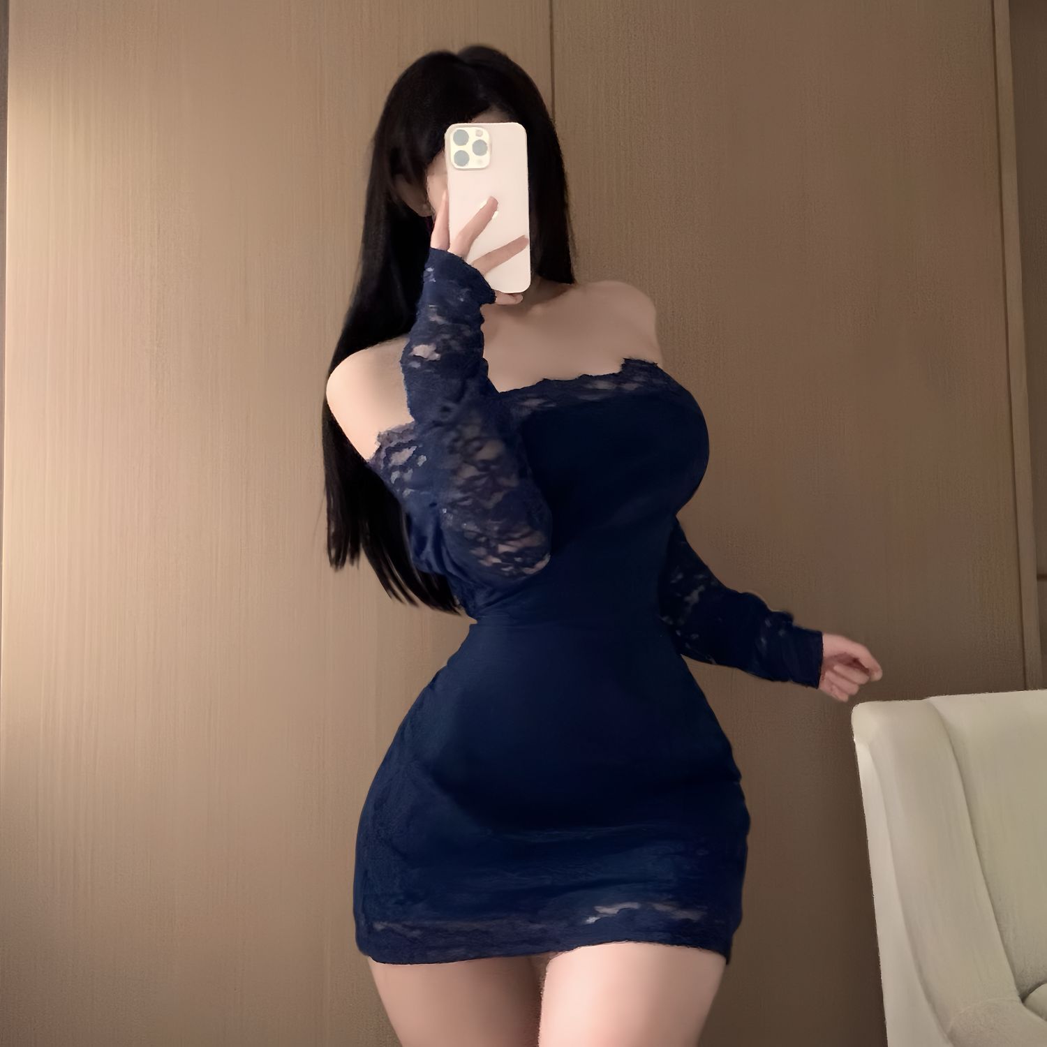 Guiyun 섹시한 속옷 여성의 순수한 욕망 스타일 레이스 우아한 원 숄더 원피스 여성의 섹시한 나이트 드레스 꽉 엉덩이 원피스