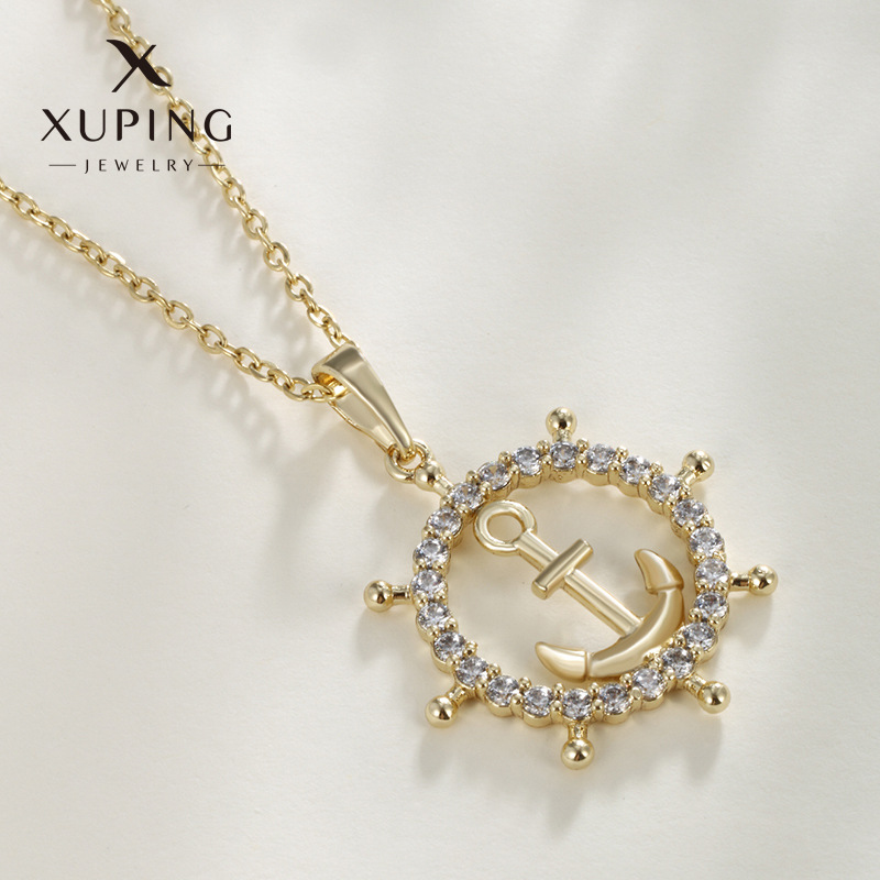 Xuping Geometry circular Fashion Ship talio Boat Anchor collar colgante europeo y americano personalidad transfronteriza Cold Wind collar mayorista femenino