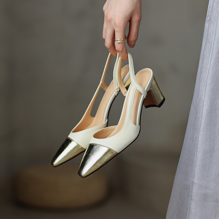 Two-tone fashionable high heels English style