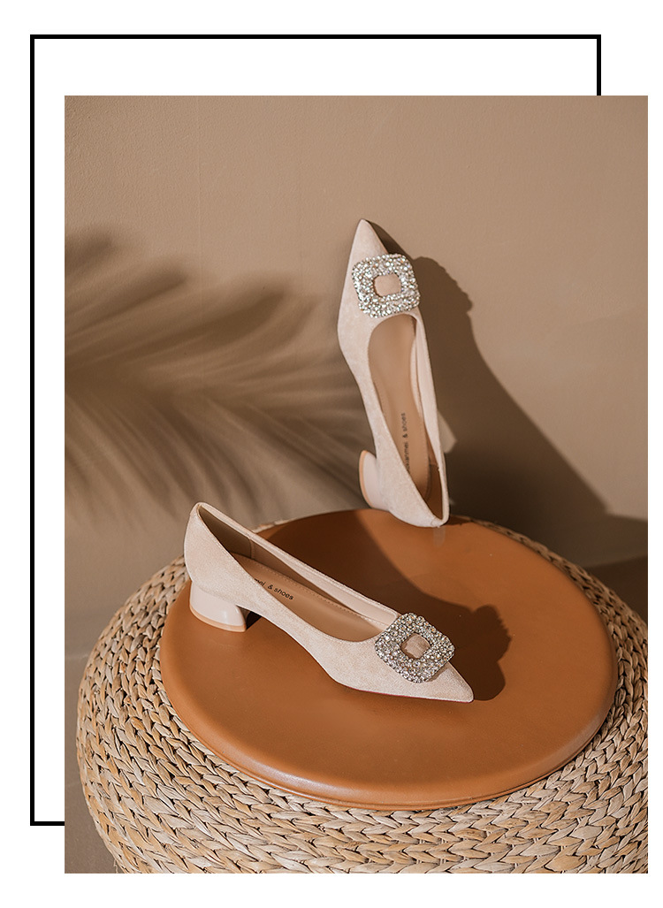 3333A-065 Damen-Schuhe mit niedrigem Absatz, Wildleder, Strasssteinen und spitzer Zehenpartie – vielseitig, bequem und ideal für Alltag, Beruf und Freizeit_voghion.com