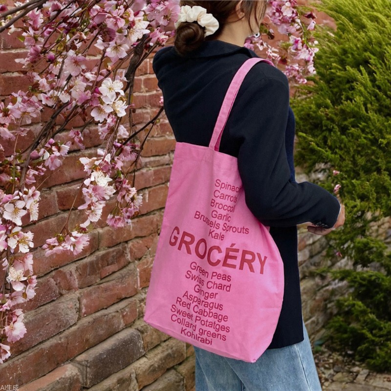 13231 Spring and Summer New Bag Female Student Canvas Bag Single Shoulder Rose Pink Letter Print Casual Cloth Bag Wholesale