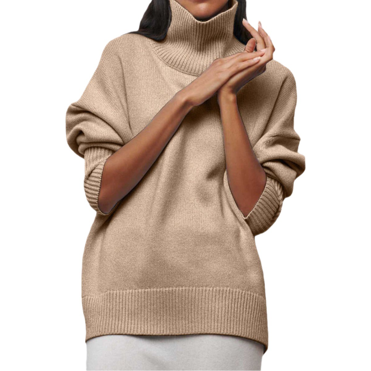 2023 ropa de mujer personalizada nuevo partido europeo y americano suéter suelto popular medio cuello alto Otoño e Invierno suéter
