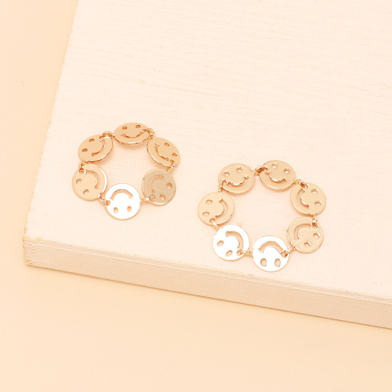 2g Weight Women'S Gender New Fashion Retro Geometric Sequin Smile Joint Ring Wholesale Nihaojewelry 2
