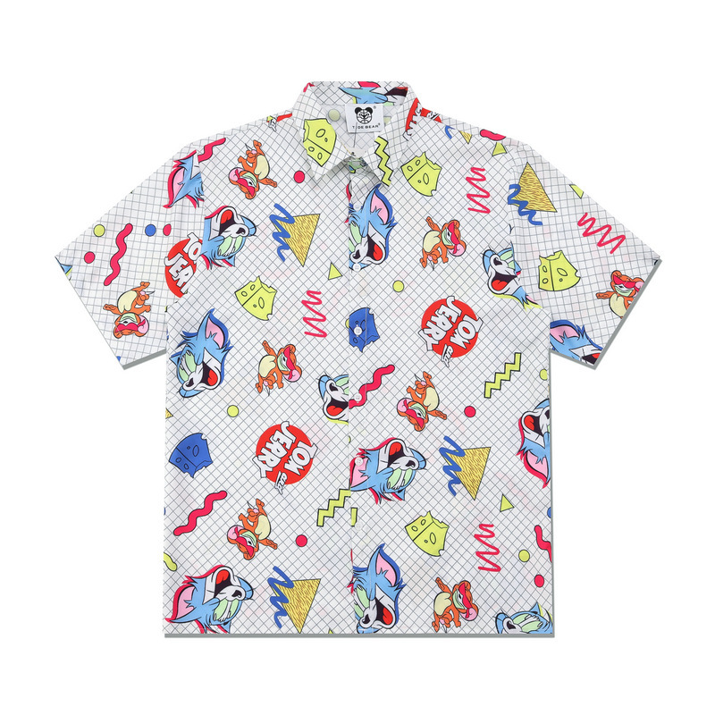 Chao Shen's Summer Casual European and American 3D Printed Cartoon Loose Short-sleeved Tom Cat Beach Shirt Trendy Brand Men's Cardigan Chao Shen's Summer Casual European and American 3D Printed Cartoon Loose Short-sleeved Tom Cat Beach Shirt Trendy Brand Men's Cardigan