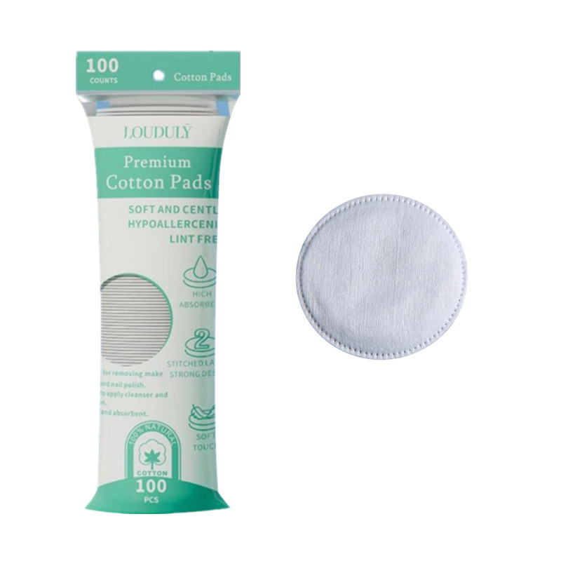 Discos de algodón redondos estilo inglés, algodón spunlace, algodón acolchado compuesto de tres capas, discos desmaquillantes con borde cosido y relieve, engrosados.