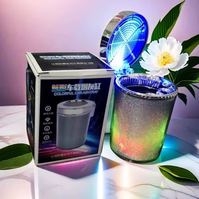 Car ashtray with LED lights car supplies creative color lights car air conditioning outlet smoke bucket new products (Car ashtray) - colorful-ashtray