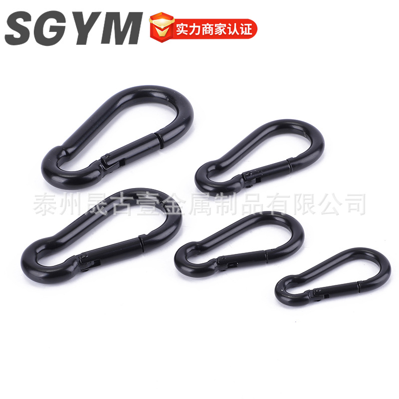 304不锈钢弹簧扣登山扣黑色保险钥匙扣葫芦扣狗链扣带孔安全扣