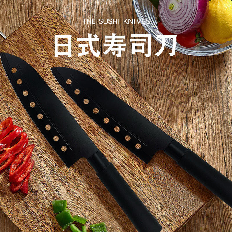 十元地摊货源夜市7寸黑色厨师刀寿司刀切肉片刀家用菜刀防粘设计|ms