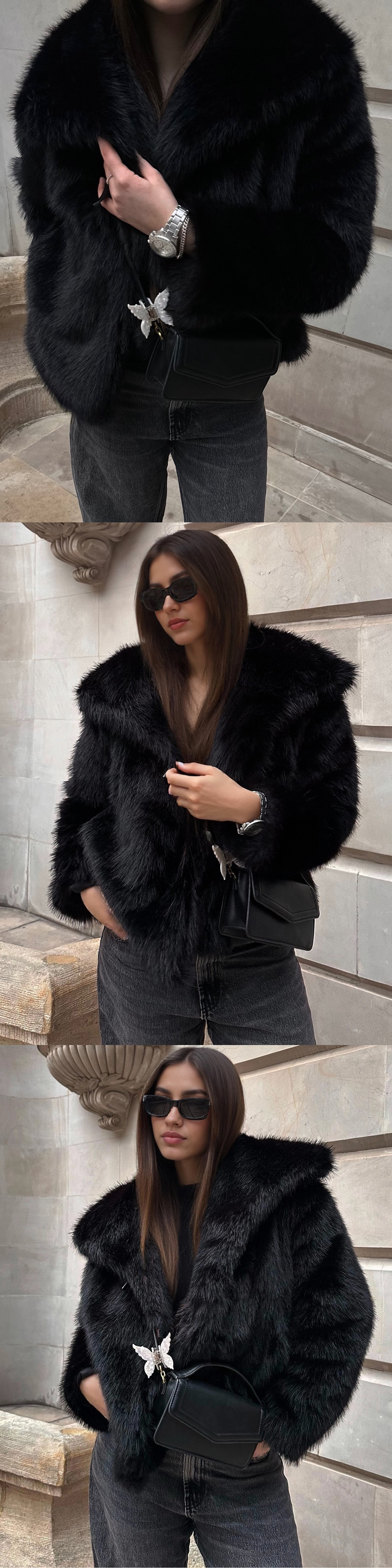 Damen-Kunstpelzjacke – Eleganter Kurzmantel mit Taschen für Herbst und Winter (S-XXXL)_voghion.com