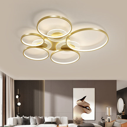 客厅灯现代简约大气家用大厅灯led吸顶灯创意轻奢圆形餐厅卧室灯