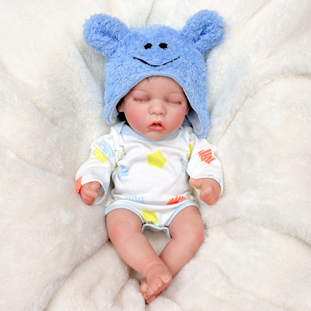 Bebés gemelos pesados muñecas color de piel bebé 1 simulación dibujada a mano suave 3D recién nacido muñeca de 2 pulgadas muñeca de tela de cama