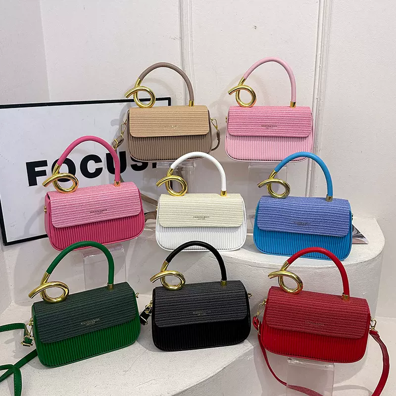 跨境盒子包撞色单肩包女时尚复古跨境风斜挎包上班通勤百搭小方包