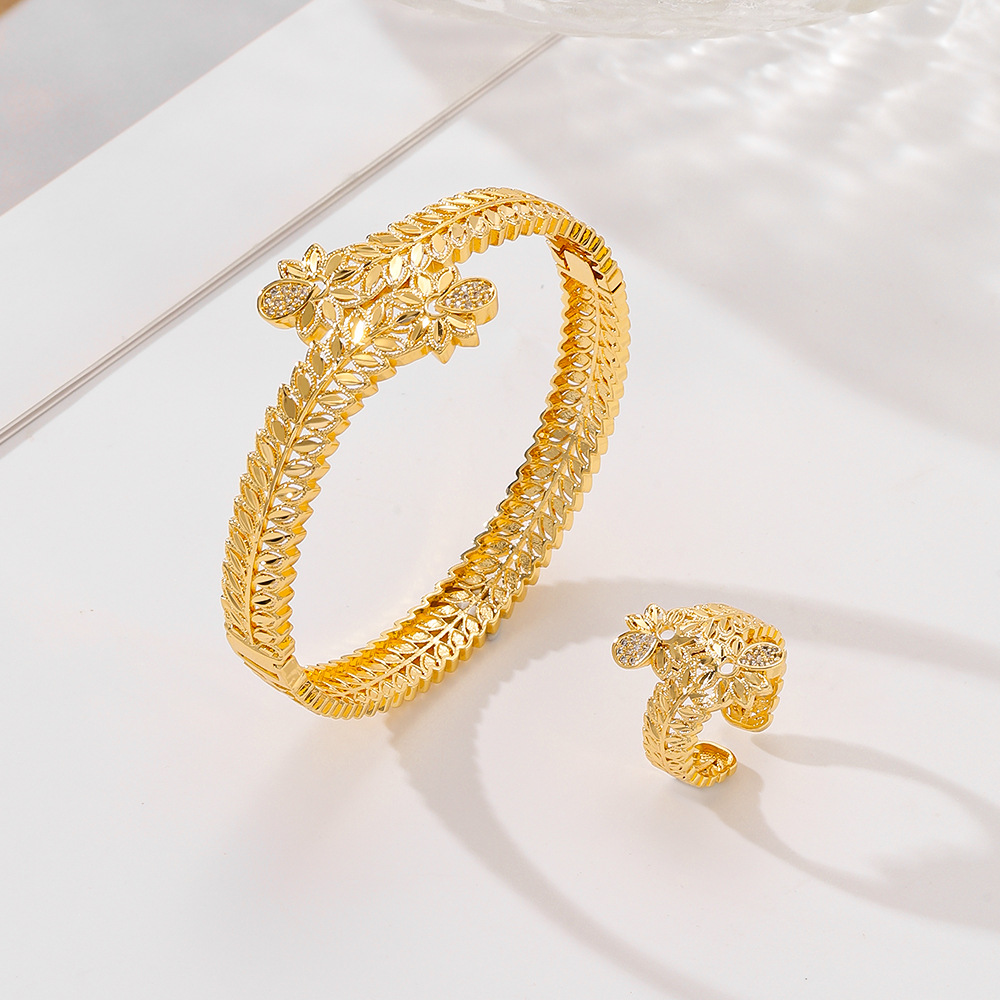 Explosiones populares selecciones transfronterizas juegos de joyería mujeres pulseras de piedra de bronce anillo de boca viva dos juegos de joyería nuevo