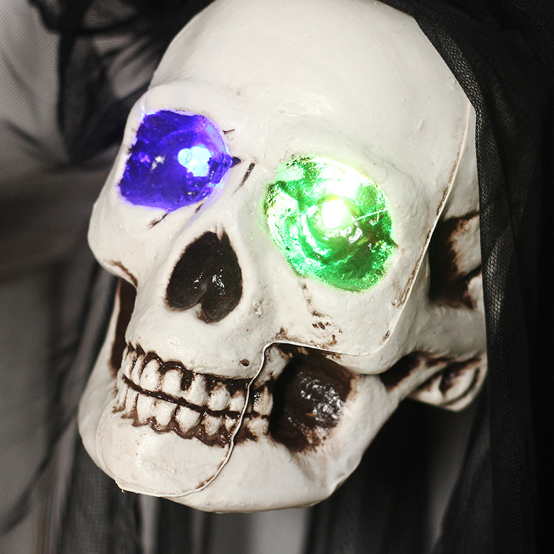 Amazon transfronteriza nueva decoración de Halloween gaza luminosa calavera colgante casa embrujada atmósfera de terror vestido