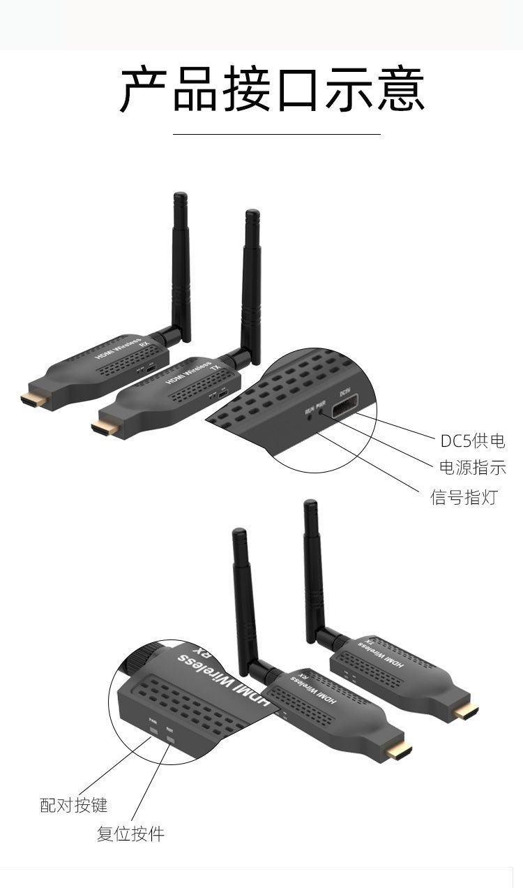 HDMI 150 m kablosuz genişletici ekran projektörünü çalıştırın HD video vericisi bir-çok kablosuz duvar penetrasyonu