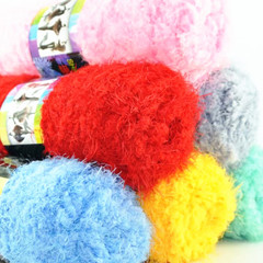珊瑚水貂絨鳳羽絨毛線團長毛圍巾線diy編織仿皮草寶寶線批發