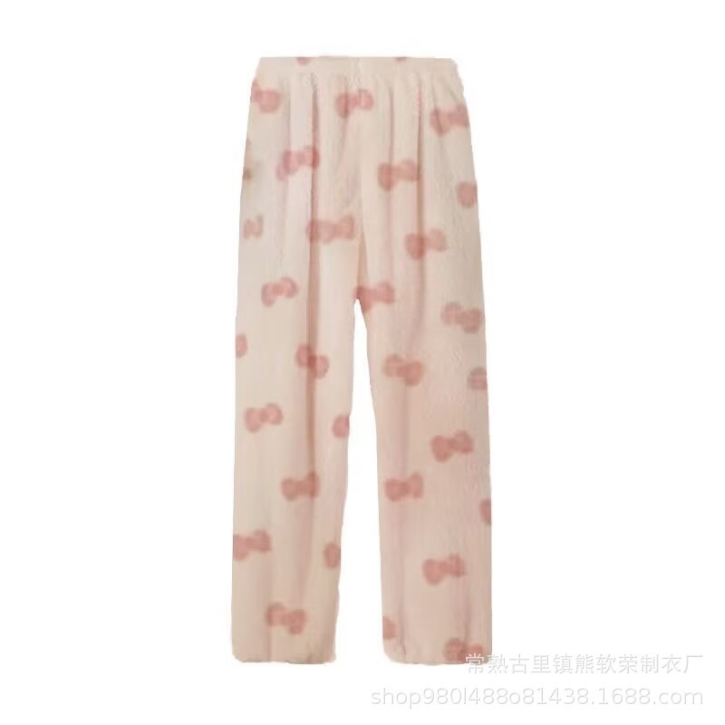 凯蒂猫睡袍女秋冬斗篷加厚季加绒睡衣居家服套装珊瑚绒睡衣可外穿|undefined