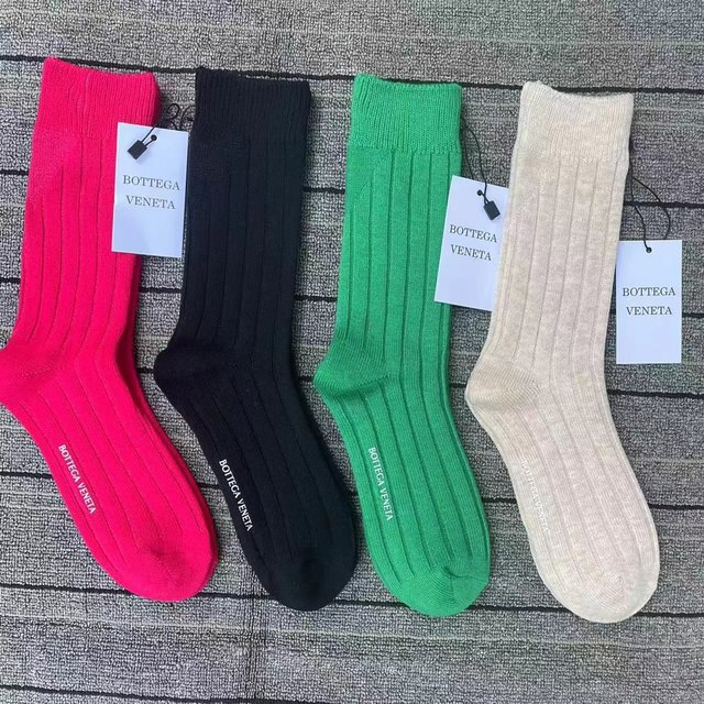 Bv Kleinland Double-Needle Thick Ribbed Mid-Calf Women's Socks, Merino Wool, Solid Color, Warm Socks, Slouch Socks, Sweat-Absorbent