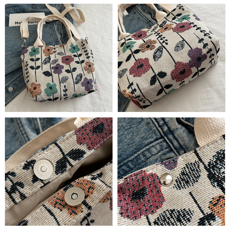 Canvas bag for women 2024 New large-capacity handbag, printed tote bag, niche design, artistic single-shoulder bag for work undefined