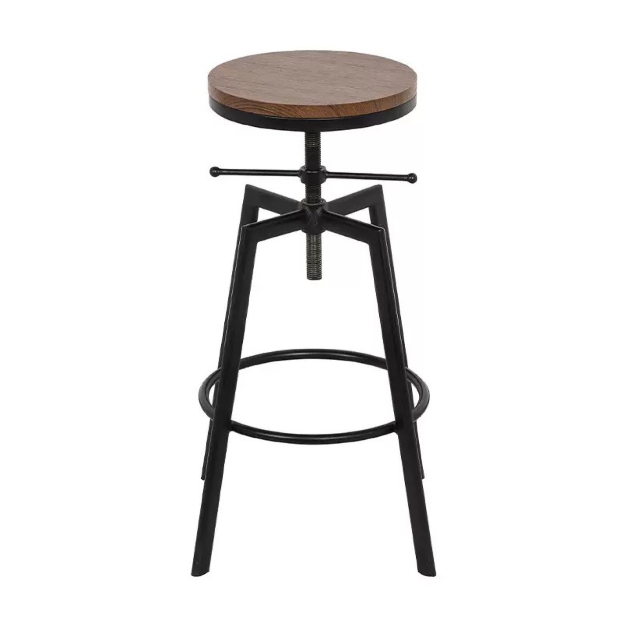 Iron Bar Chair Industrial Style Spiral Lift Bar Stool Cafe Milk Tea Shop Solid Wood Retro High Chair