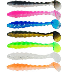 批發雙色T尾胖螺紋路亞軟餌螺絲軟蟲鉛頭鈎釣組路亞餌