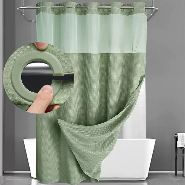 Waffle Shower Curtain Double-Layer Large Ring Polyester Waterproof Curtain Bathroom Curtain Bathroom Partition Curtain Waterproof and Mildew-Proof Curtain