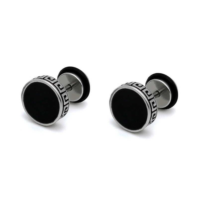 Pendientes de estilo étnico retro con diseño de la Gran Muralla, aretes redondos tipo barra, unisex, personalizados, de acero de titanio, venta al por mayor, geométricos