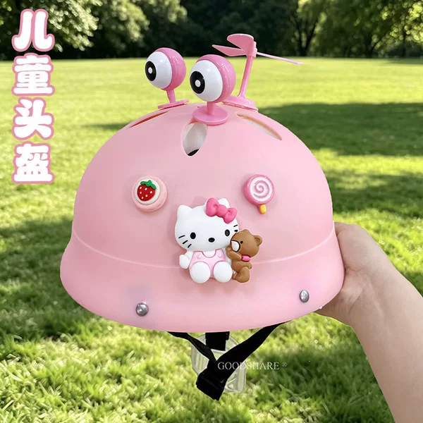 Children's helmet for roller skating and cycling, suitable for ages 3-8, breathable and not stuffy, cute KT cat design, safety helmet for toddlers on electric scooters