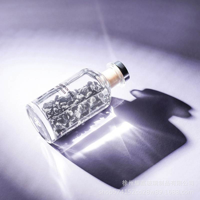 Botella de vidrio transparente sin fuego, botella vacía de aromaterapia, color galvanoplastia 150ml, decoración interior, botella de expansión creativa