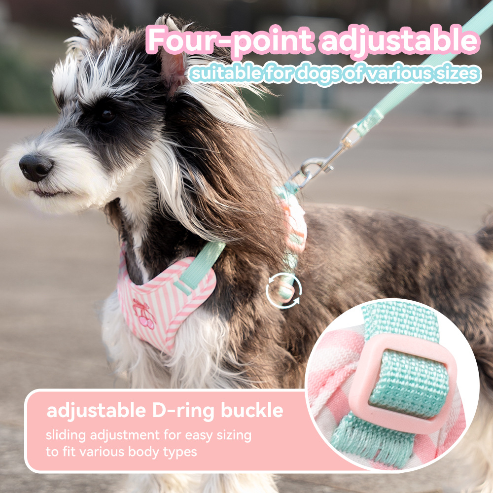 Pet chaleco tipo cinturón de pecho para perros pequeños cuerda de tracción para perros anti-desprendimiento lindo cuerda para perros pequeños y medianos caminando perros pecho espalda