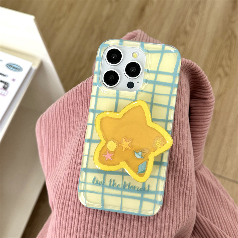 Línea de estrellas a cuadros para Apple 16proMax funda para teléfono móvil 15Pro fresco 14/13 creativo 15PM femenino