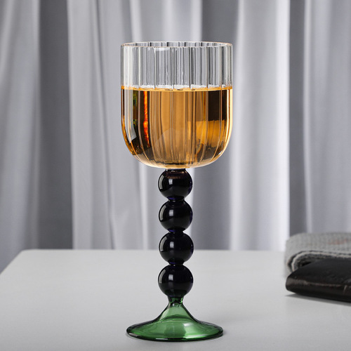 [New glass wine cup] Manufacturer's hand-blown high borosilicate glass red wine cup, drinking cup, vertical pattern cup