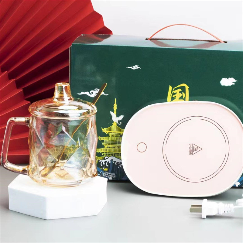 Copa de vidrio taza de temperatura constante caja de regalo de negocios de alta apariencia con tapa regalo de mano taza de agua fábrica al por mayor de vidrio