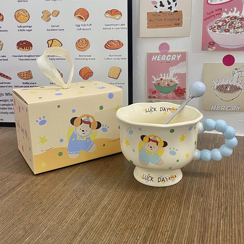 Taza de cachorro lindo Taza de alto valor Regalo de cumpleaños femenino Taza de cerámica Regalo de mano Taza de agua Café Taza de pareja