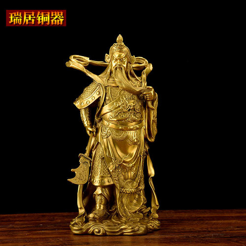 Ruiju wholesale brass Skanda Bodhisattva Jialan Guan Gong Buddha ornaments Brass Skanda Jialan protector bronze statue