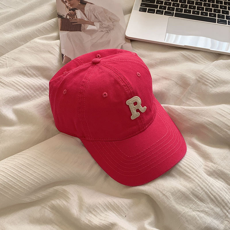 Gorra de béisbol estilo coreano circunferencia de la cabeza grande cara-mirando pequeño sombrero hombres y mujeres pareja moda todo partido letra R gorra al por mayor