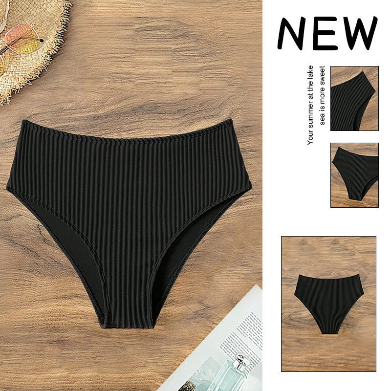 2026 New Summer Aliexpress Solid Color Bikini Women's Sexy High-Waisted Triangle Beach Swim Trunks Swimsuit Wholesale