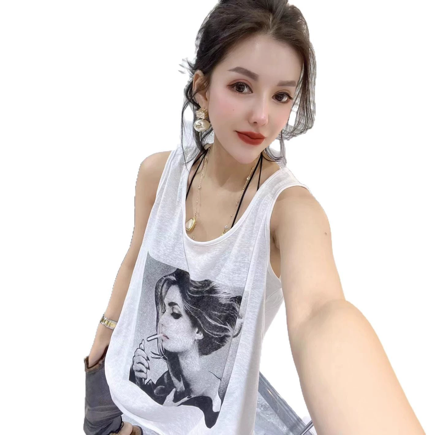 Big summer fashionable T-shirt sleevless, tank top, plus size