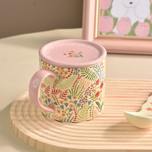 ins陶瓷水杯粉色陶瓷杯少女心高颜值伴手礼家用咖啡杯马克杯批发