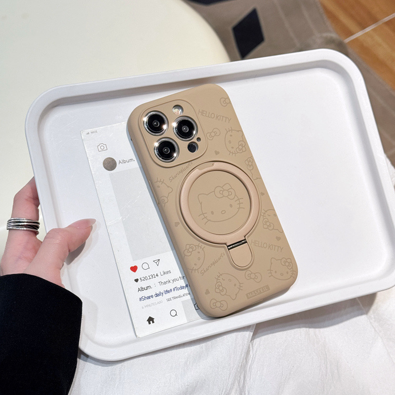 Soporte de pivote de avatar kt de dibujos animados de pantalla completa para iPhone16ProMax Apple 14 funda para teléfono móvil 15 pareja 13