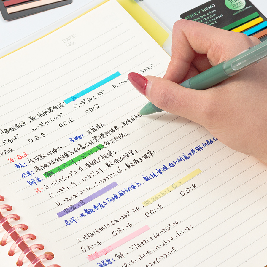 Glare susurro pastillas transparentes muy delgadas etiquetas de índice largas 300 etiquetas de índice de color fluorescente PET impermeable