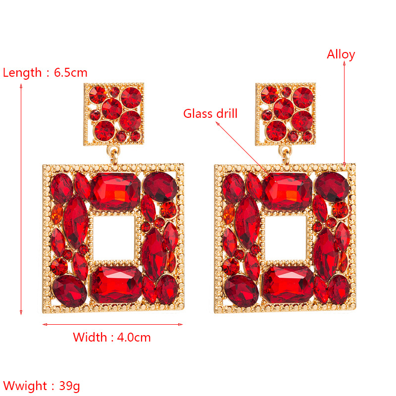 Fashion Flower Diamond Alloy Artificial Gemstones Earrings display picture 1