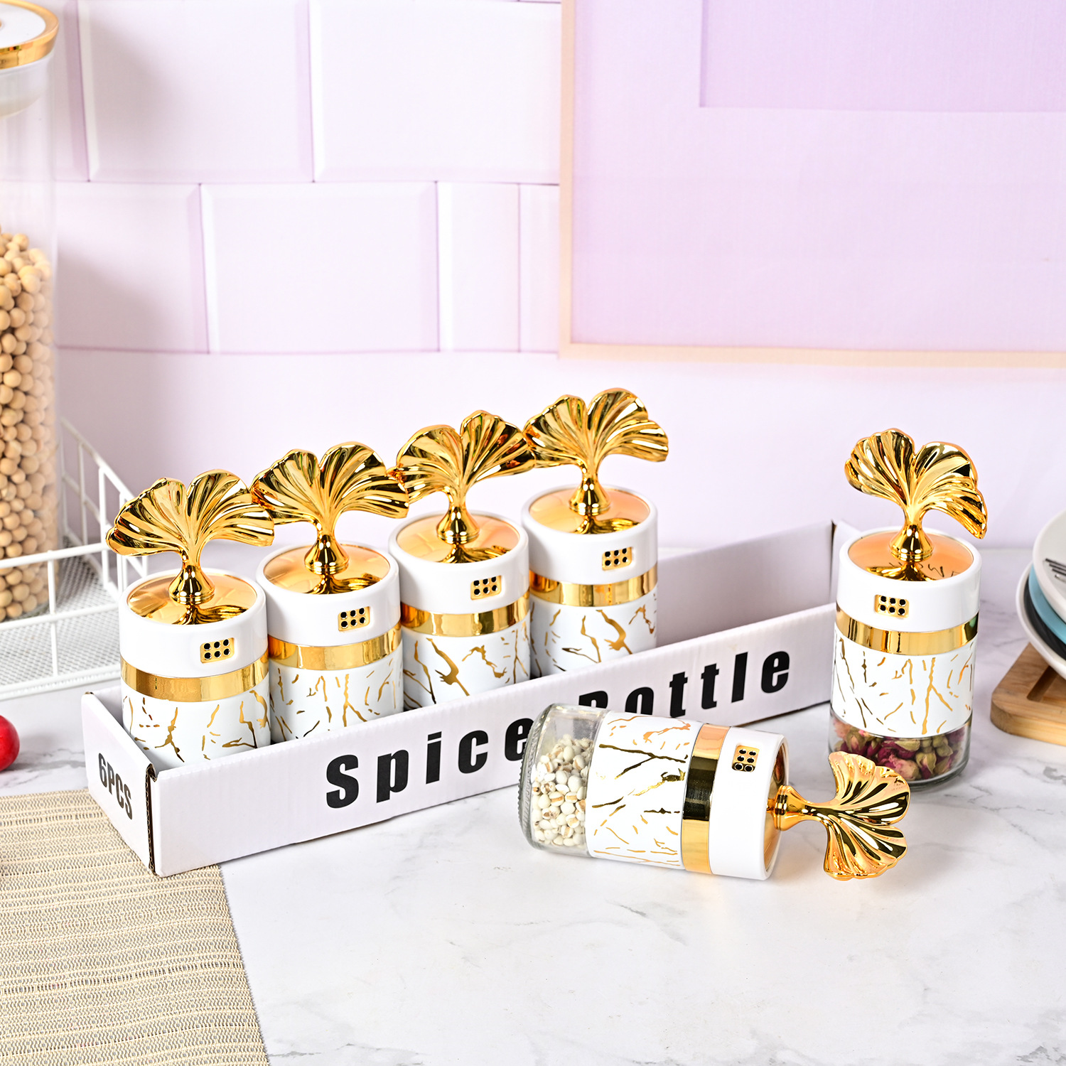 Amazon nuevo hogar cocina a prueba de humedad de vidrio sellado condimento botella cocina sabor sal condimento botella traje