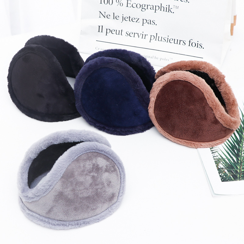 2023 winter fashion solid color men warm hair ear muffs outdoor windproof increase thickened warm ear bag wholesale