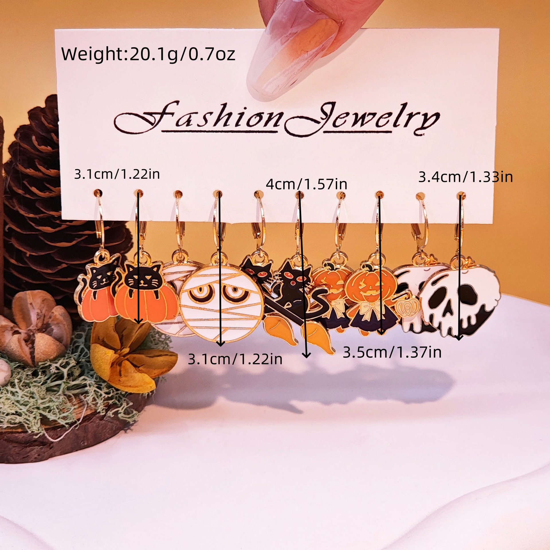 20g Weight Alloy Ear Needle Material Drop Earrings Classification 1 Set Quantity Holiday, Daily Occasion Alloy Material Halloween Festival Pumpkin, Cat, Ghost Pattern Women's Gender Cartoon Style Style Enamel Craft Cartoon Style Pumpkin Cat Ghost Alloy Enamel Earring Sets For Women's Holiday Daily 10