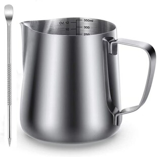 304 Stainless Steel Latte Art Pitcher with Pointed Spout, Milk Frothing Pitcher, Fancy Milk Cup, Milk Frothing Pitcher for Coffee Latte Art